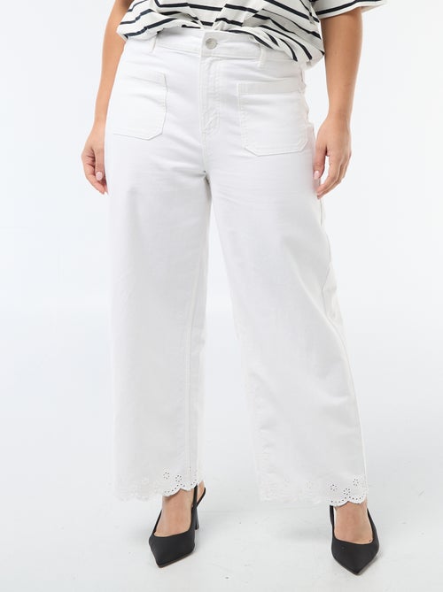 Wide leg high waist jeans met opgestikte zakken voor en achter - Kiabi