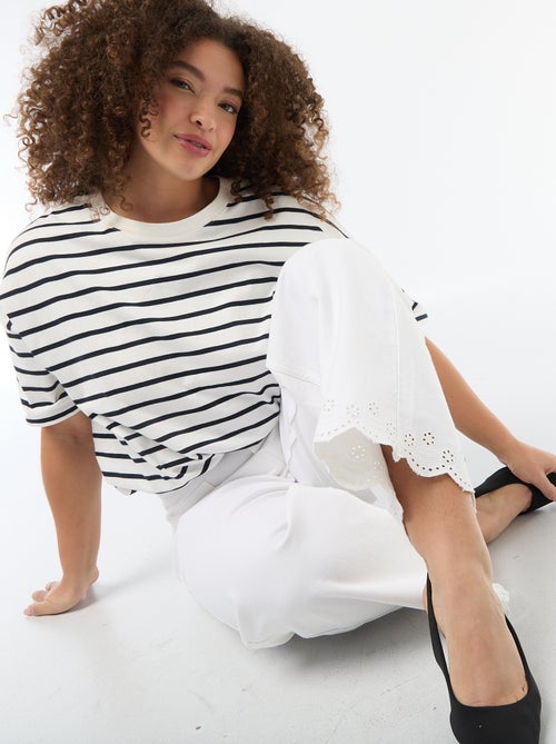 Wide leg high waist jeans met opgestikte zakken voor en achter - Kiabi