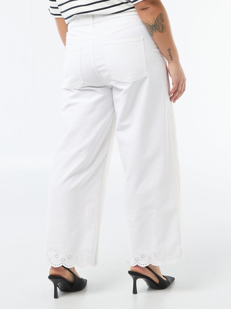 Wide leg high waist jeans met opgestikte zakken voor en achter Wit - Kiabi