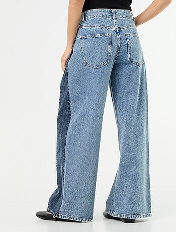 Wide leg jeans met contrasterende zijkanten