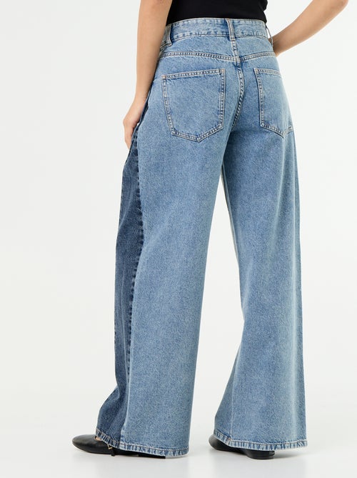 Wide leg jeans met contrasterende zijkanten - Kiabi