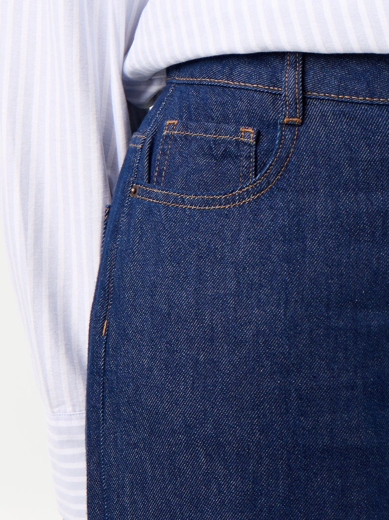 Wide leg jeans met fantasieknopen aan de zijkanten Blauw - Kiabi