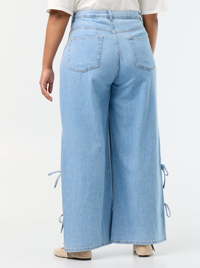 Wide leg jeans met fantasieknopen aan de zijkanten Blauw - Kiabi
