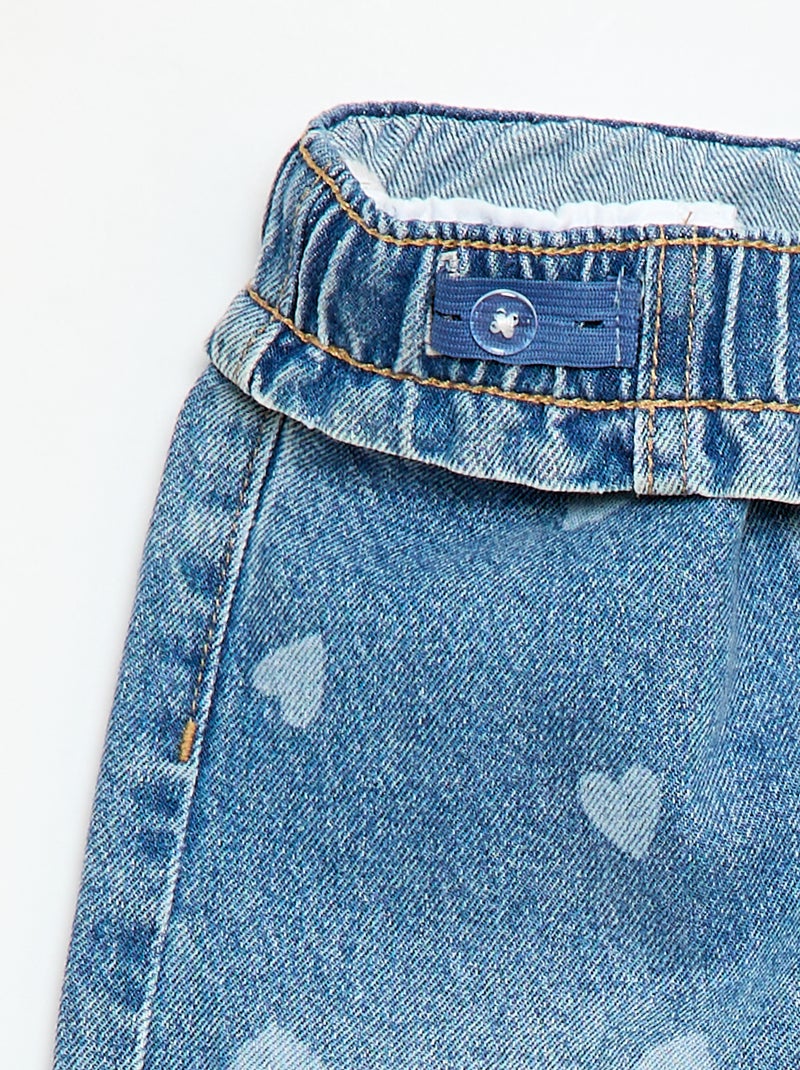 Wide leg jeans met fantasieprint Blauw - Kiabi