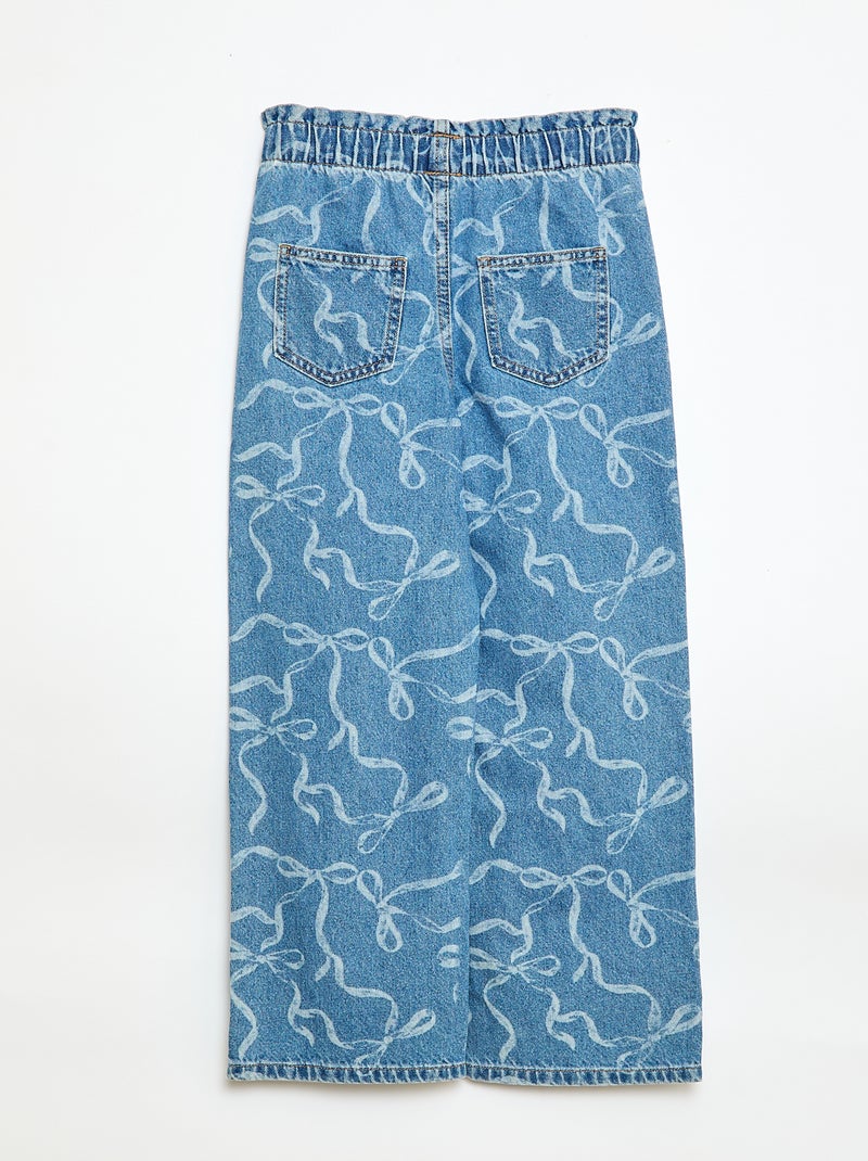 Wide leg jeans met fantasieprint Blauw - Kiabi
