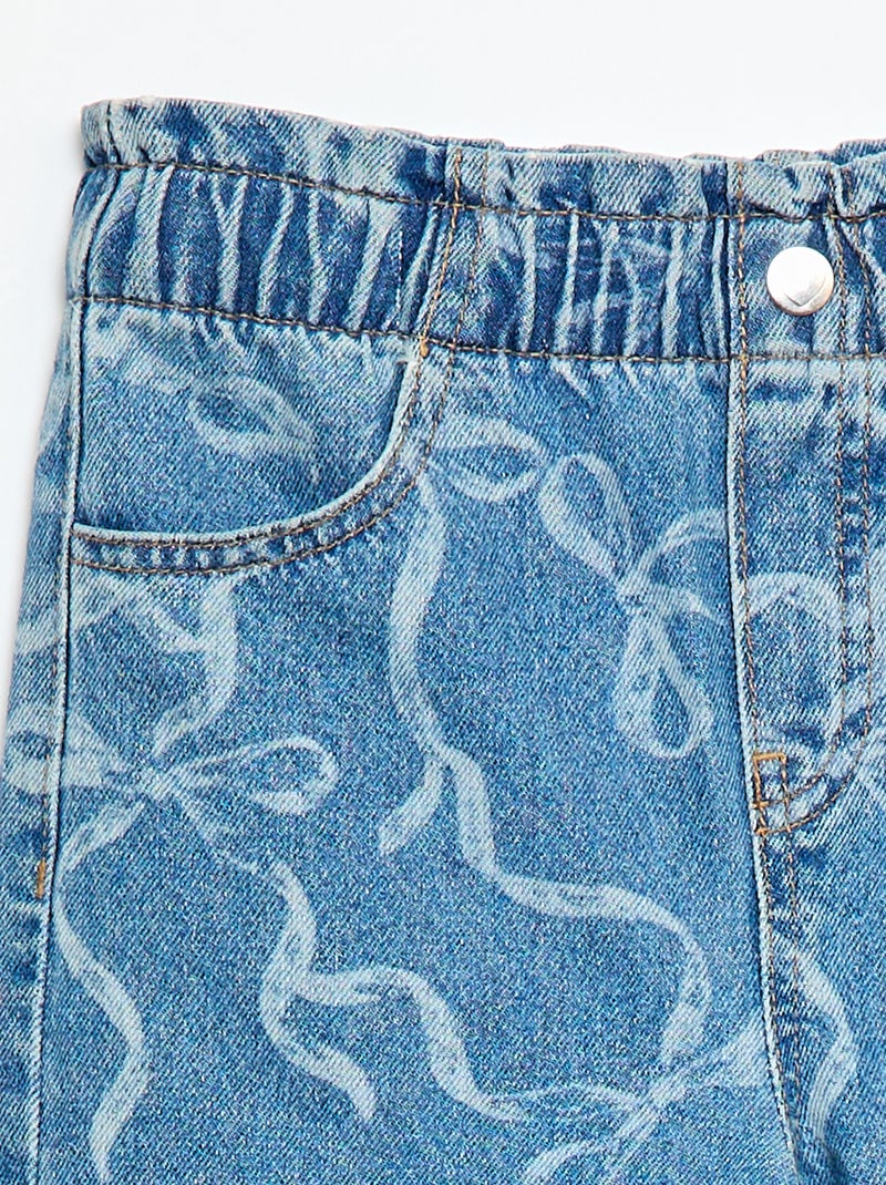Wide leg jeans met fantasieprint Blauw - Kiabi