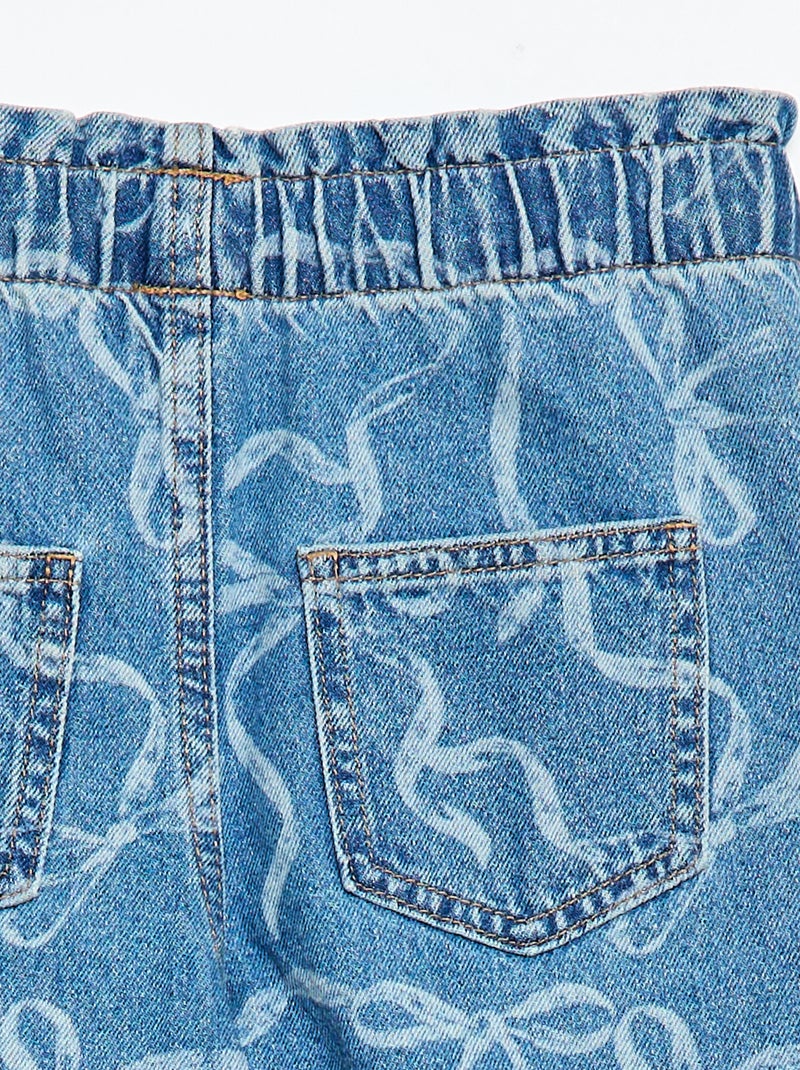 Wide leg jeans met fantasieprint Blauw - Kiabi