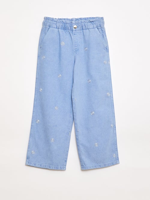 Wide leg jeans met geborduurd motief - Kiabi