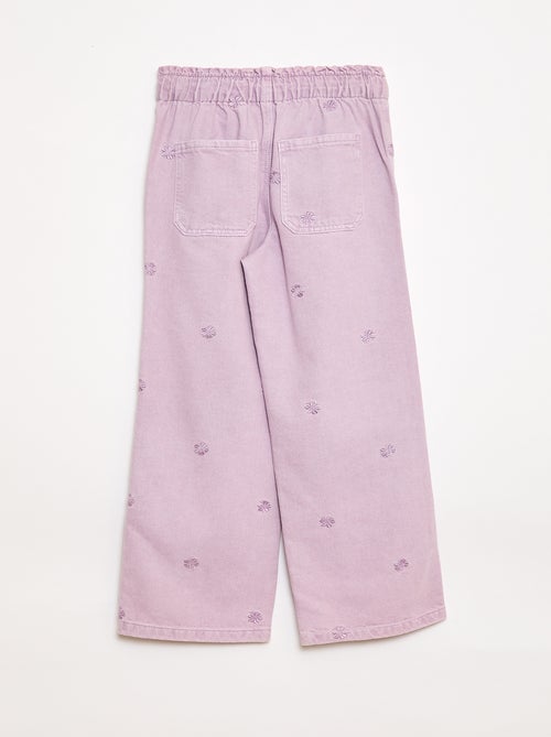 Wide leg jeans met geborduurd motief - Kiabi