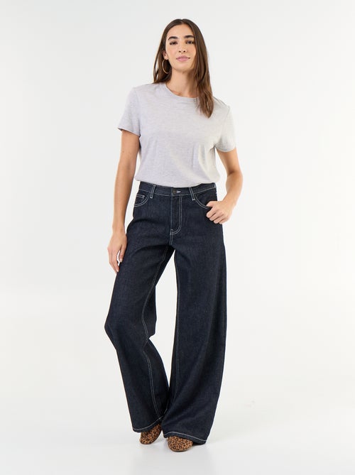 Wide leg jeans met geborduurde sterren op de achterzakken - Kiabi