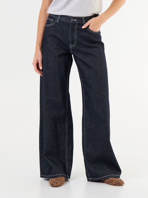 Wide leg jeans met geborduurde sterren op de achterzakken - Kiabi