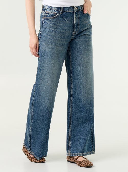 Wide leg jeans met geborduurde sterren op de achterzakken - Kiabi