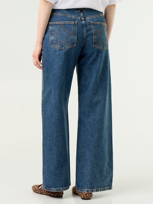 Wide leg jeans met geborduurde sterren op de achterzakken - Kiabi