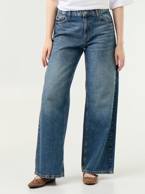 Wide leg jeans met geborduurde sterren op de achterzakken - Kiabi