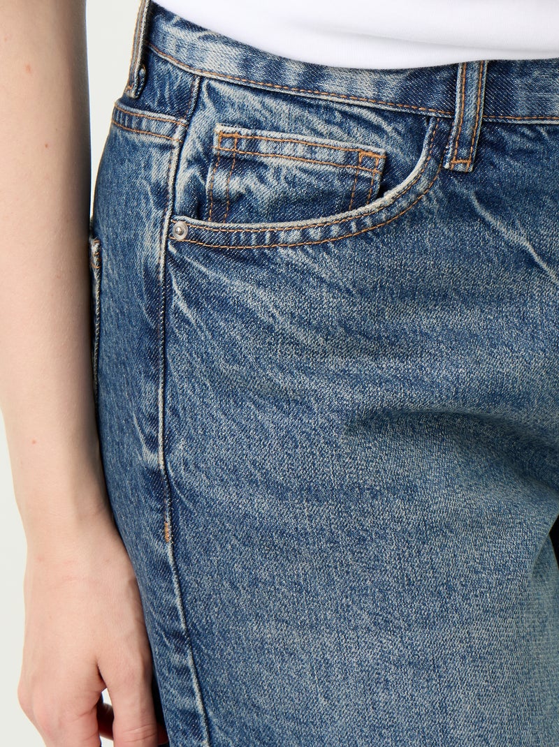 Wide leg jeans met geborduurde sterren op de achterzakken Blauw - Kiabi