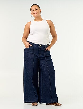 Wide leg jeans met goudkleurige details