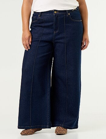 Wide leg jeans met goudkleurige details
