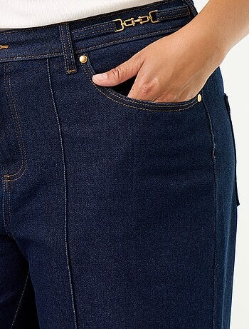 Wide leg jeans met goudkleurige details