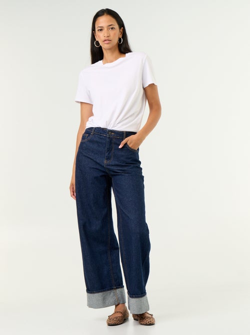 Wide leg jeans met omslag onderaan - Kiabi
