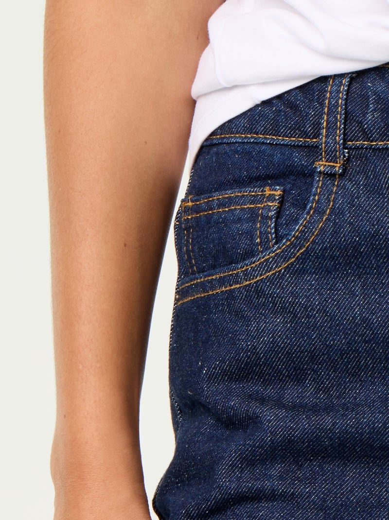 Wide leg jeans met omslag onderaan Blauw - Kiabi