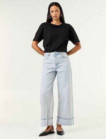 Wide leg jeans met omslag onderaan