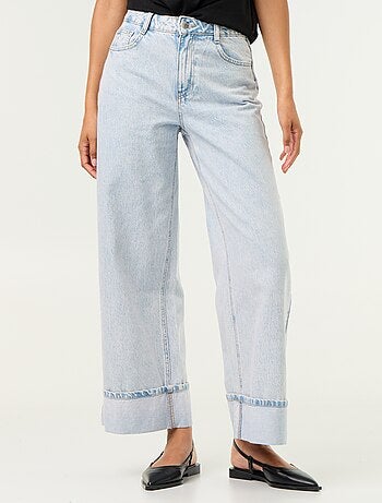 Wide leg jeans met omslag onderaan