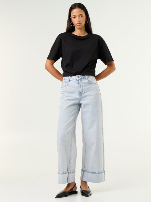 Wide leg jeans met omslag onderaan - Kiabi