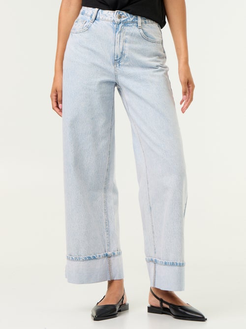 Wide leg jeans met omslag onderaan - Kiabi