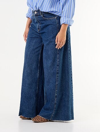 Wide leg jeans met onafgewerkte zomen