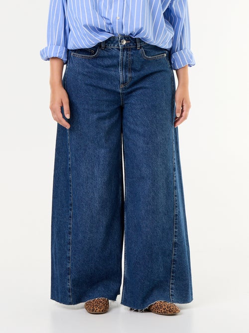 Wide leg jeans met onafgewerkte zomen - Kiabi