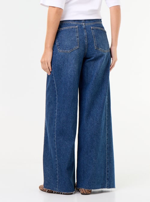 Wide leg jeans met onafgewerkte zoom - Kiabi