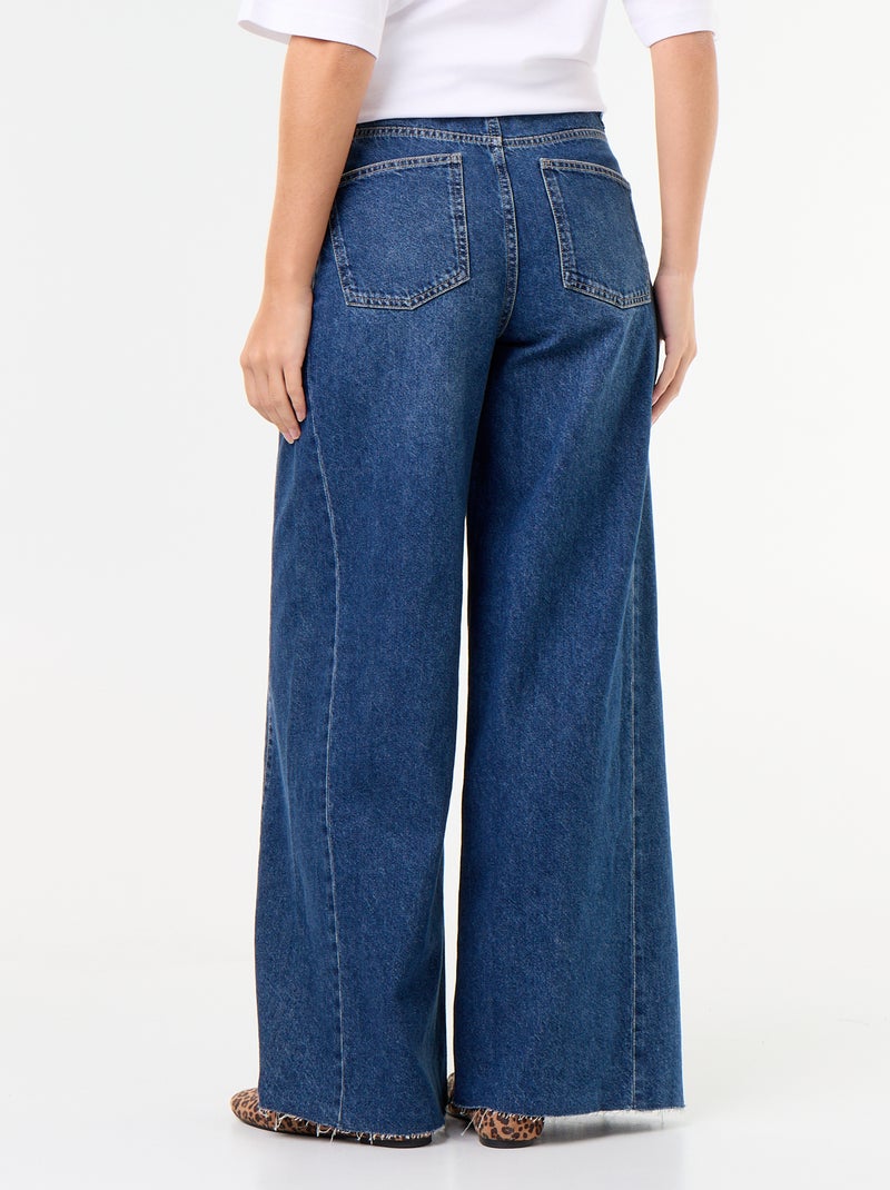 Wide leg jeans met onafgewerkte zoom Blauw - Kiabi