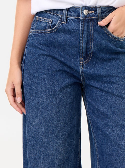 Wide leg jeans met onafgewerkte zoom - Kiabi