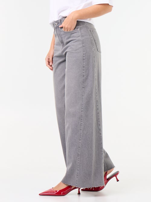 Wide leg jeans met onafgewerkte zoom - Kiabi