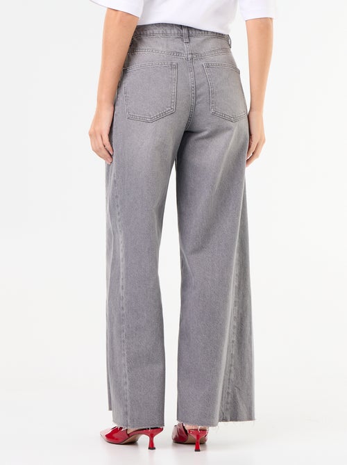 Wide leg jeans met onafgewerkte zoom - Kiabi