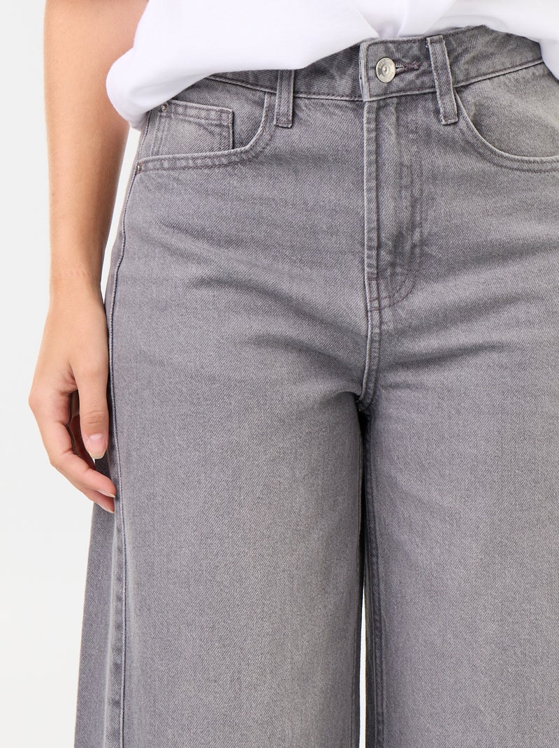 Wide leg jeans met onafgewerkte zoom Grijs - Kiabi