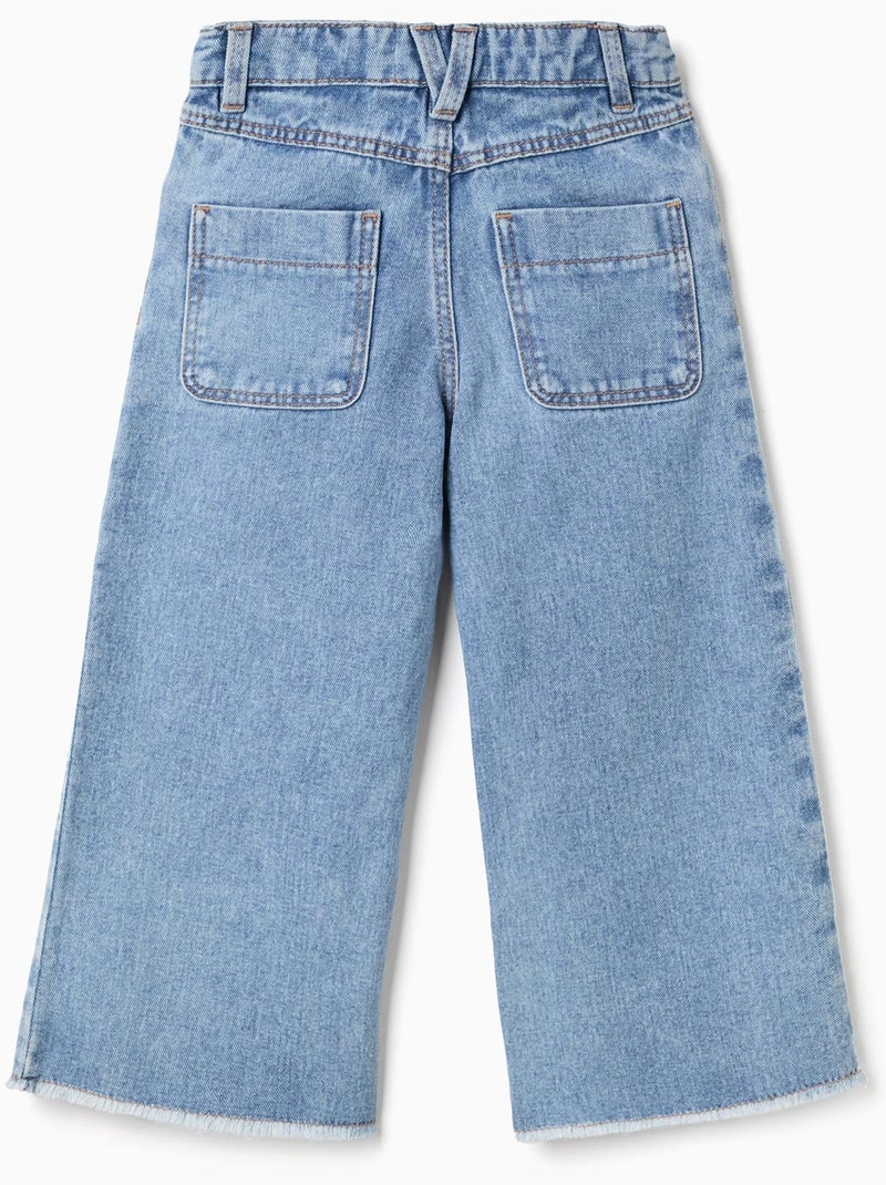 Wide leg jeans met rafelige zoom Blauw Blauw - Kiabi