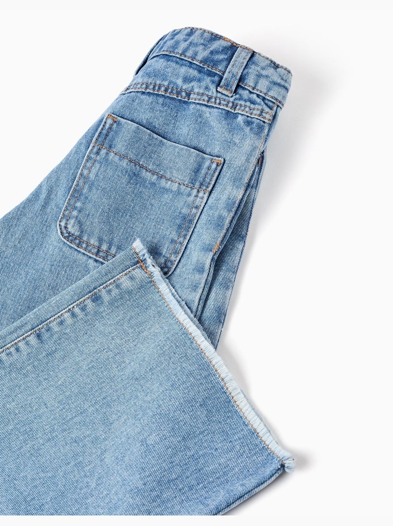 Wide leg jeans met rafelige zoom Blauw Blauw - Kiabi