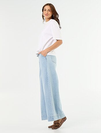 Wide leg-jeans met uitgesneden zakken
