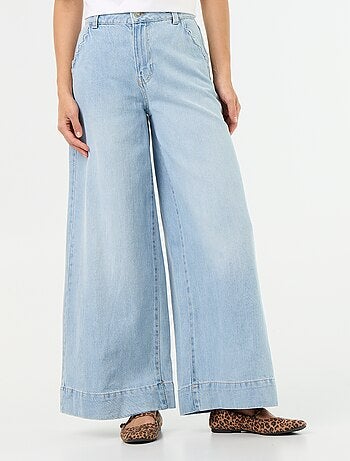 Wide leg-jeans met uitgesneden zakken