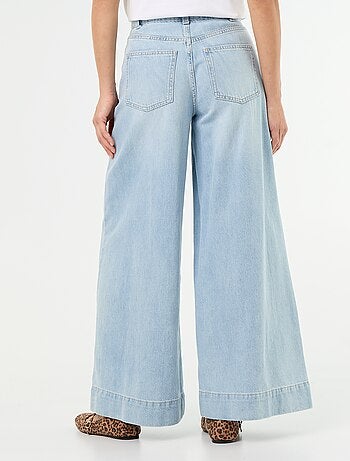 Wide leg-jeans met uitgesneden zakken