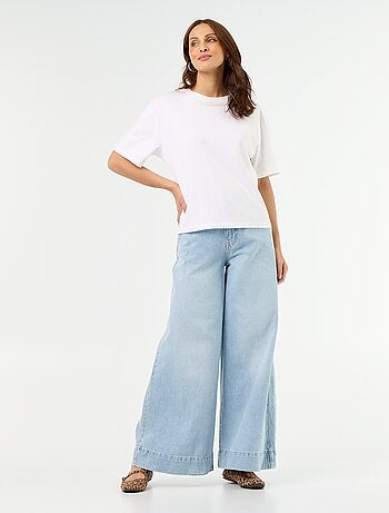 Wide leg-jeans met uitgesneden zakken