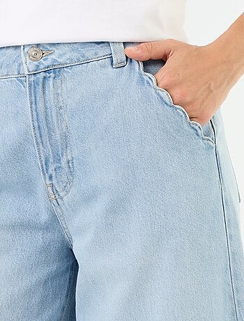 Wide leg-jeans met uitgesneden zakken