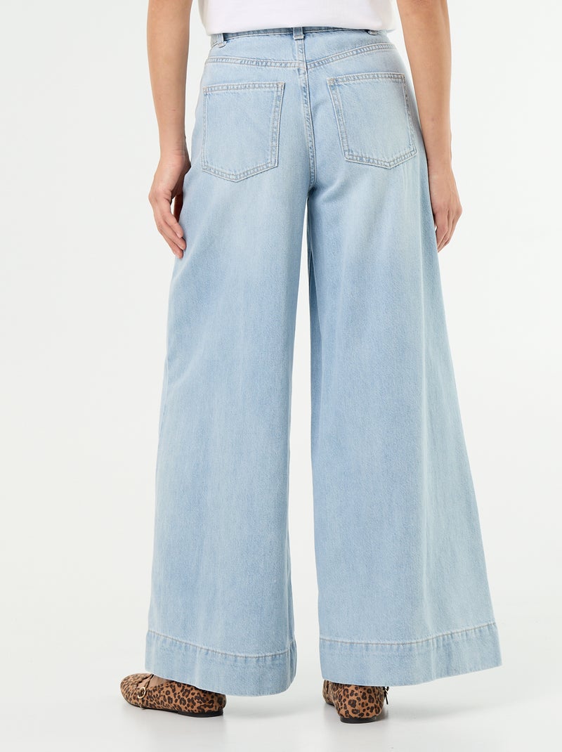 Wide leg-jeans met uitgesneden zakken Blauw - Kiabi