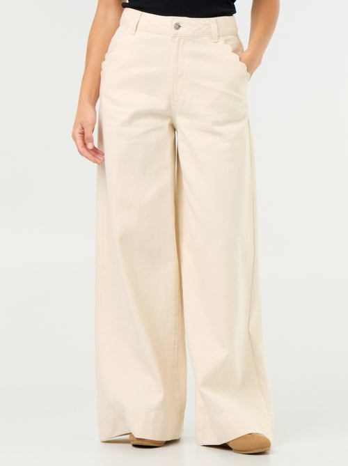 Wide leg-jeans met uitgesneden zakken - Kiabi