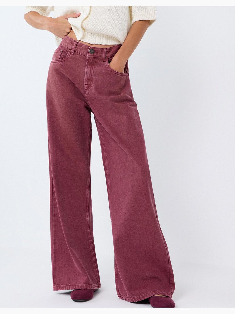 'wide leg' jeans, mo fashion Rood - Kiabi