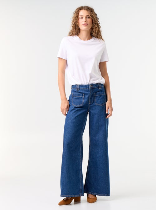Wide leg jeans / ruimvallend model met opgestikte zakken - Kiabi