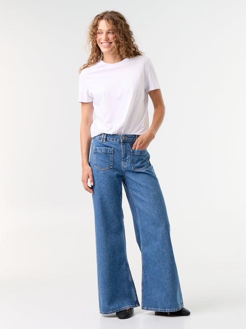 Wide leg jeans / ruimvallend model met opgestikte zakken - Kiabi