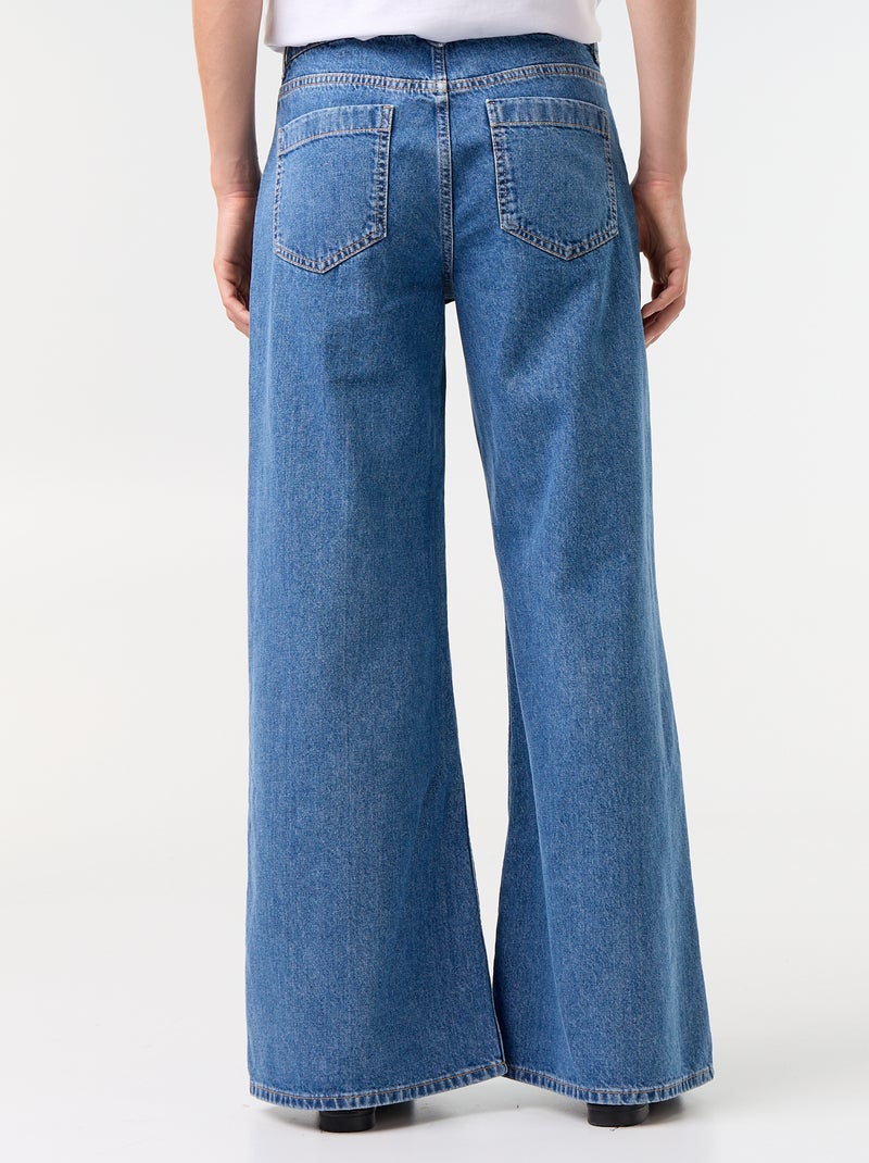 Wide leg jeans / ruimvallend model met opgestikte zakken Blauw - Kiabi