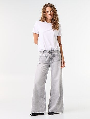 Wide leg jeans / ruimvallend model met opgestikte zakken